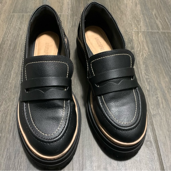 Black leather-like moccasins - Picture 6 of 8